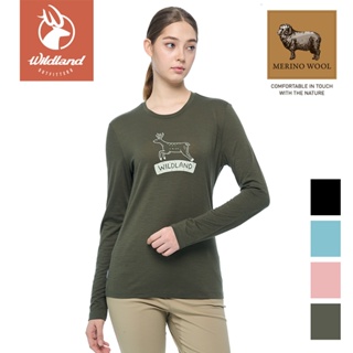 【Wildland 荒野】100%美麗諾長袖上衣 女 0B02601 | 羊毛上衣 運動上衣