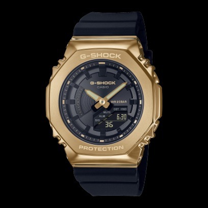 []錶子$行頭[] CASIO 卡西歐 G-SHOCK 農家橡樹 奢華黑金八角形雙顯腕錶 (GM-S2100GB-1A)