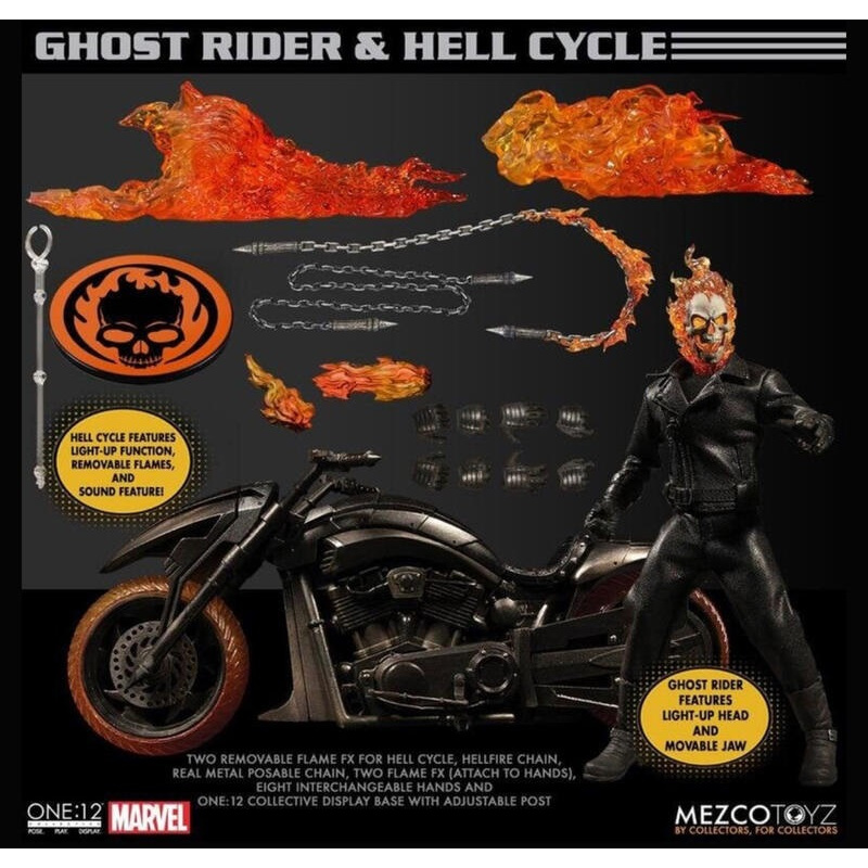 【杯麵宅品】一件不留大清倉! MEZCO One:12 Marvel 惡靈戰警 惡靈騎士+地獄之火 機車 套組