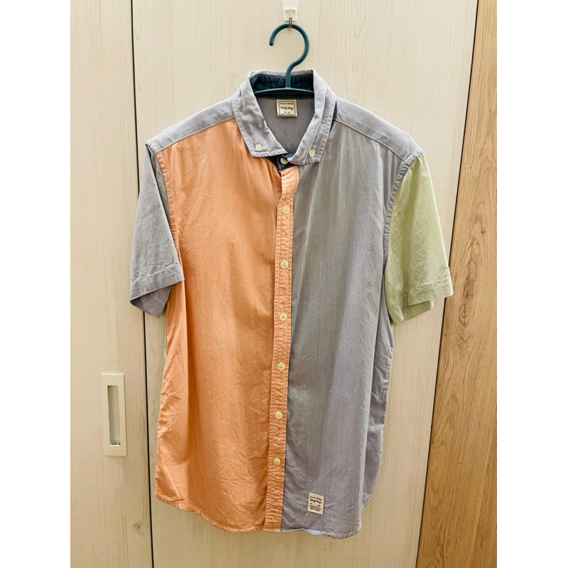 WALLY WARP-拼色短袖襯衫(M號）-特價299元（含運）