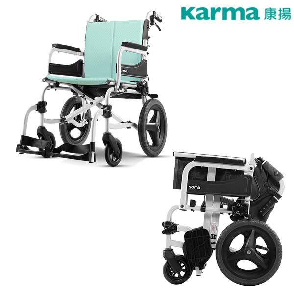 輪椅B款 Karma 康揚 飛揚215 鋁合金 外旋撥腳 SM-250.5 贈輪椅餐桌板