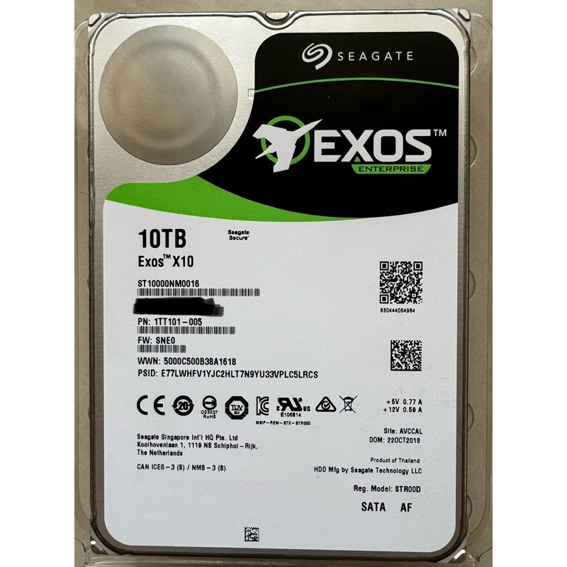 希捷 Seagate Exos 10TB 企業級硬碟 ST10000NM0016 保固到2024/08/28