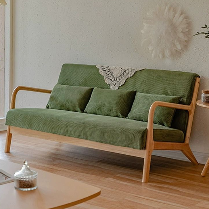 （免運費）日式實木簡約雙三人沙發簡易北歐小戶型原木風現代民宿布藝沙發