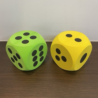 10cm EVA FOAM圓角點數骰子(黃+綠)《臺灣製造》