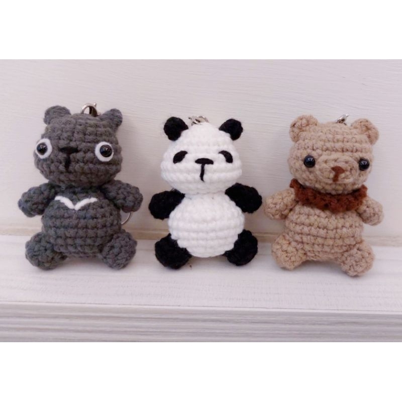 【巧婦織家】熊麻吉系列 - 台灣黑熊熊貓棕熊毛線玩偶 | 鑰匙圈吊飾 | 手工鉤針設計