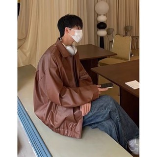 YLIE 皮外套 機車外套 男女寬鬆美式皮衣 外套男 情侶外套 外套 男生外套 男生皮外套 男皮衣 男生皮衣 皮外套 男