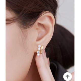 lionmango耳夾 夾式耳環 lionmango 法式珍珠鑲嵌鋯石。夾式耳環