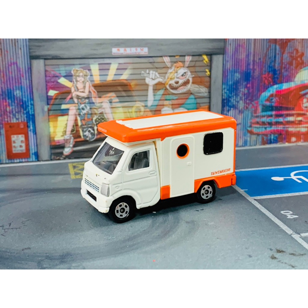 ★TOMICA-A04-無盒二手-SUZUKI CARRY露營車 橘頂白