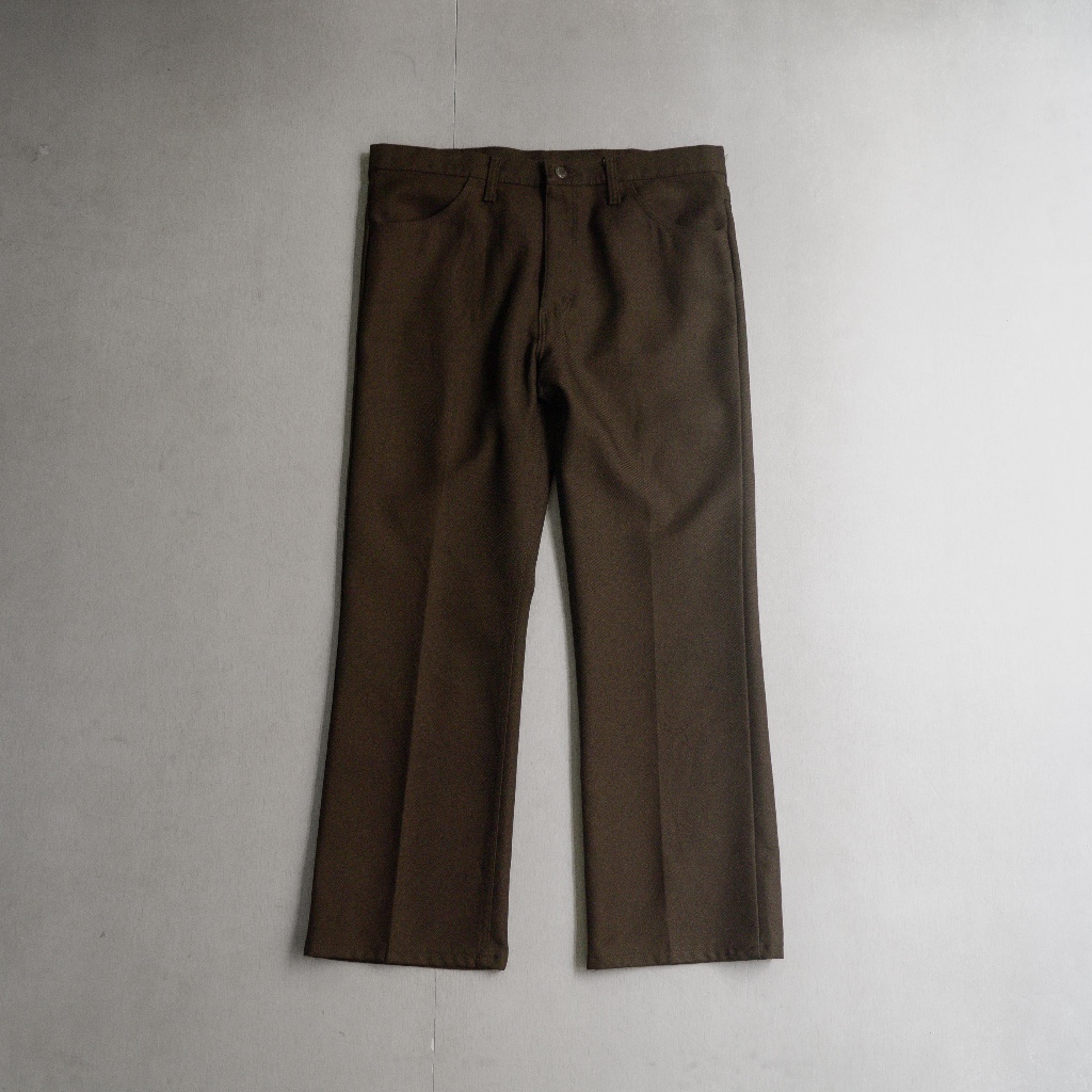 《白木11》 80-90S WRANGLER BELL SLACKS 美國 棕色 聚脂纖維 喇叭 靴型 長褲