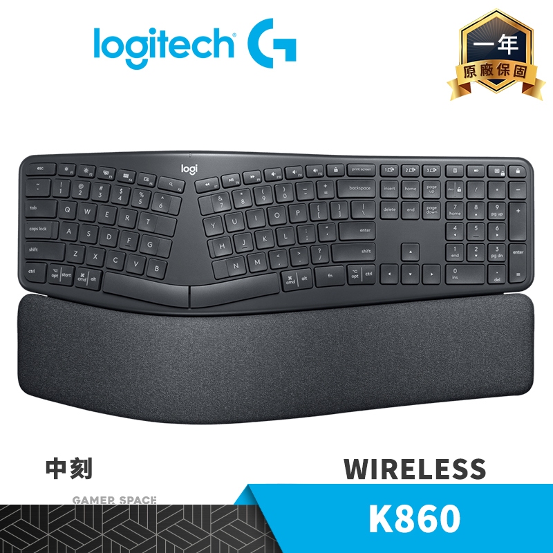 Logitech 羅技 ERGO K860 無線 分離式布局鍵盤 中刻 人體工學 改善姿勢 泡棉手托 玩家空間