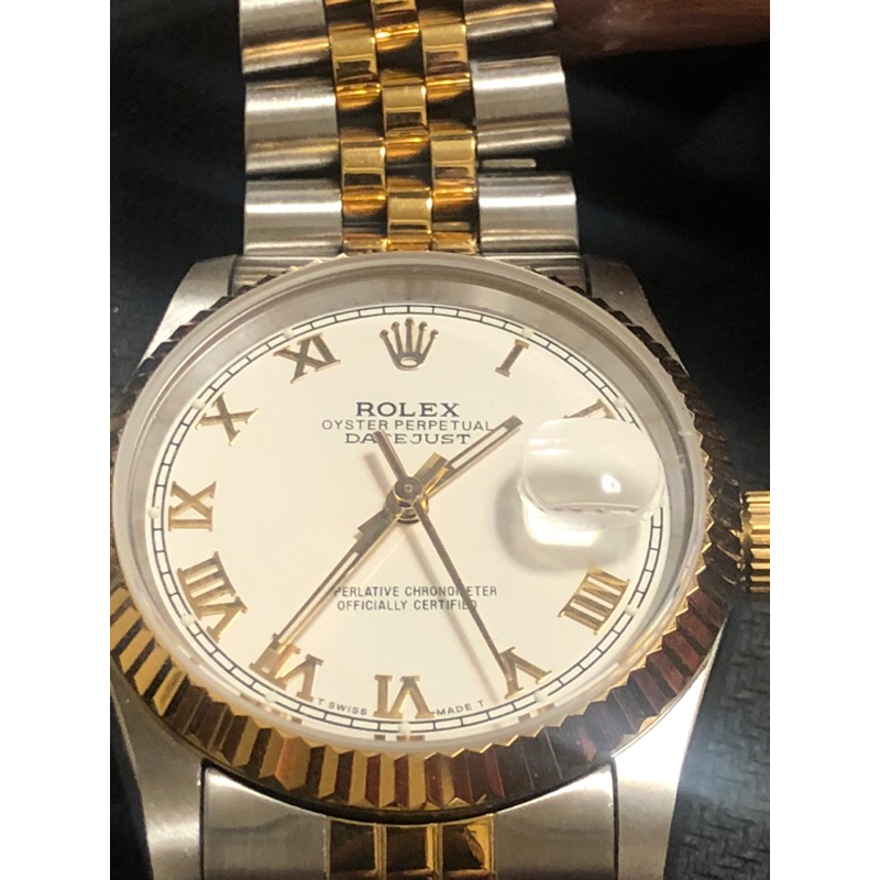 再特價 二手港錶 港勞 機械錶 古董錶 DateJust 16233  白搪瓷羅馬面盤 包K金外圈龍頭 錶徑36mm