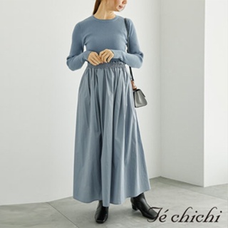 Te chichi 拼接針織腰打摺設計長袖洋裝(FC34L1H0180)