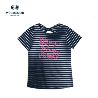 MCGREGOR 瑪格麗格 針織條紋圓領T恤-女童(181773字體印花圖)