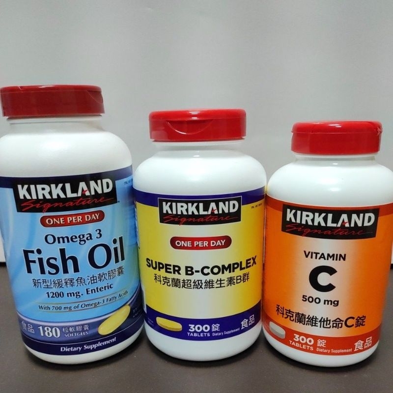 Kirkland Signature 科克蘭 超級維生素B群 新型緩釋魚油軟膠囊 維他命C咀嚼錠 維他命C錠 好市多