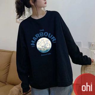 【ohi】長袖T恤 上衣女加絨刷毛 卡通字母印花 圓領上衣 潮流寬鬆韓版上衣(GTD166)