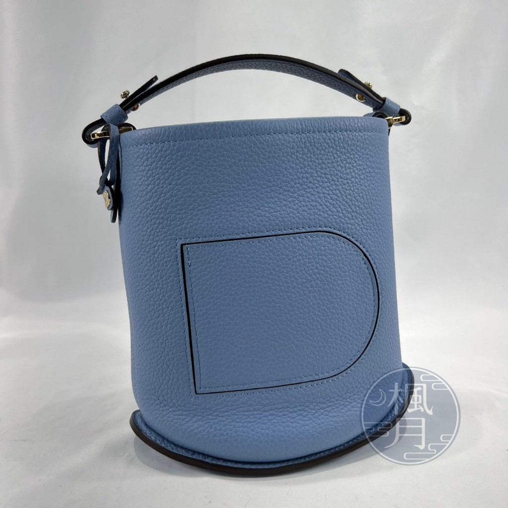 BRAND楓月 DELVAUX 德爾沃 淡藍色 PIN LOGO 水桶包 MINI 手提包 包包 精品包