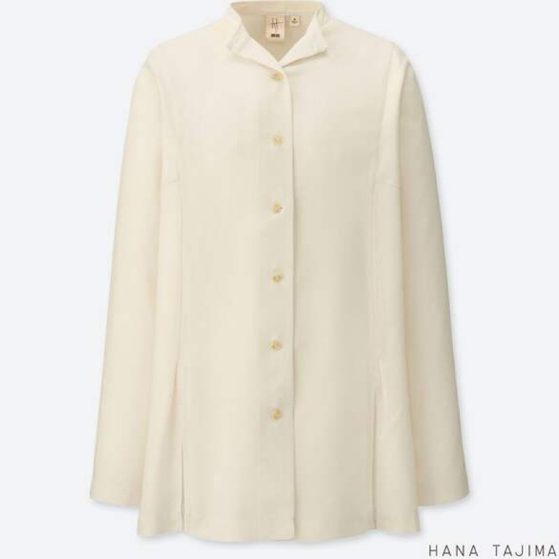 ［二手］Uniqlo x HANA TAJIMA 優衣庫聯名系列無領長袖襯衫 米色 S