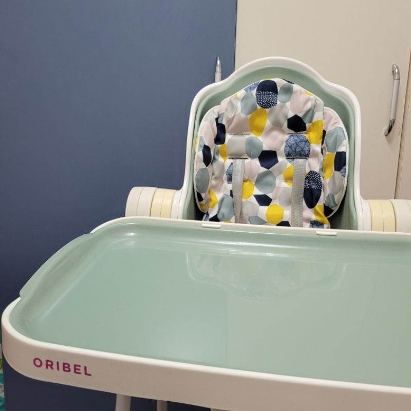 *限永和自取*二手母嬰用品//新加坡【Oribel】Cocoon經典款成長型多功能高腳餐椅馬卡龍綠 附繽紛餐椅墊