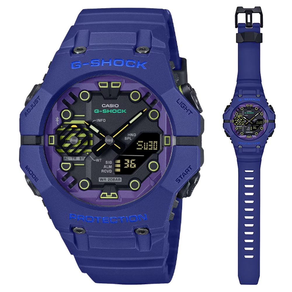 CASIO 卡西歐(GA-B001CBR-2A) G-SHOCK 網路空間 科幻宇宙 智慧藍芽連結雙顯錶-藍