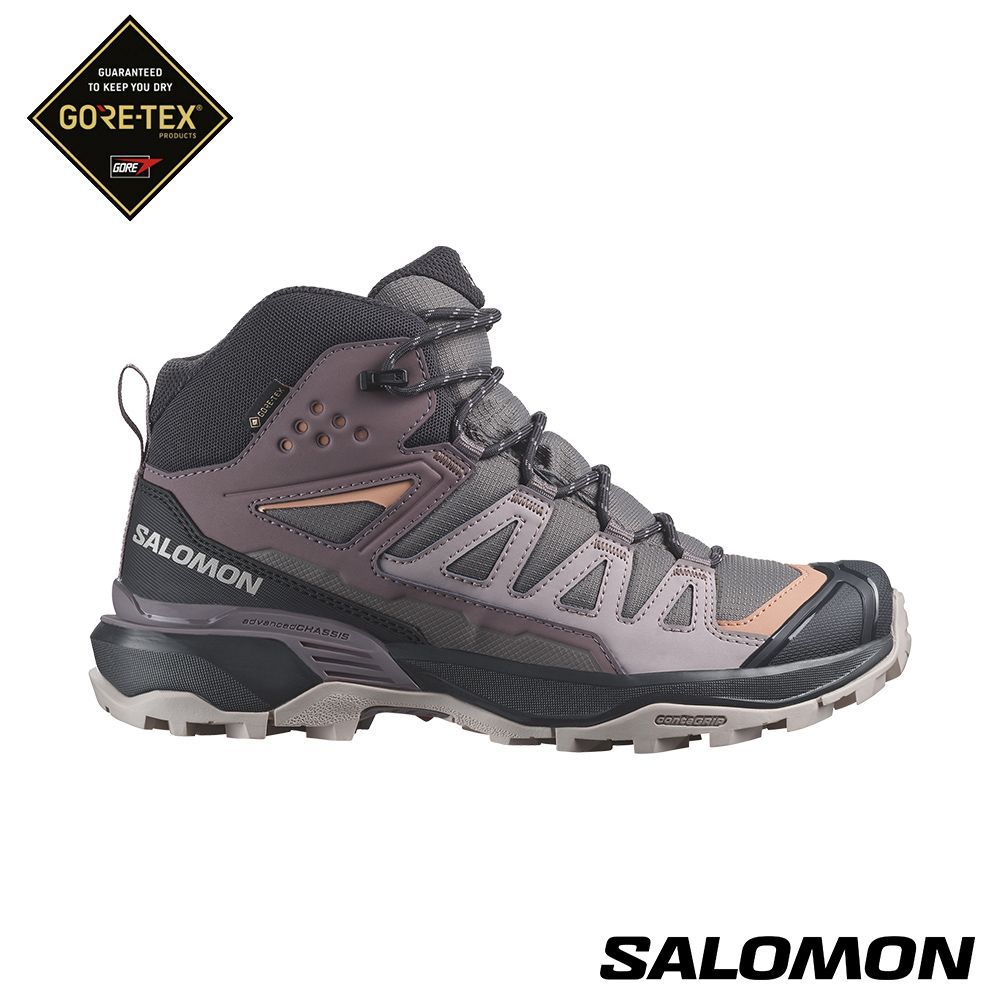 新品【Salomon】女X ULTRA 360 Goretex 中筒登山鞋 #474487『紫/幻灰/棕』登山