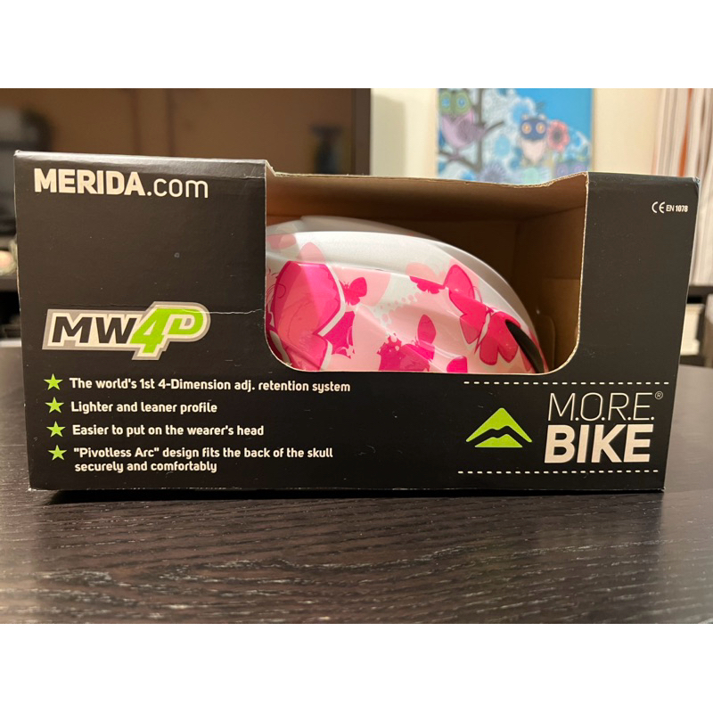 二手九成新（MERIDA）美利達兒童自行車安全帽K-800 白/粉紅