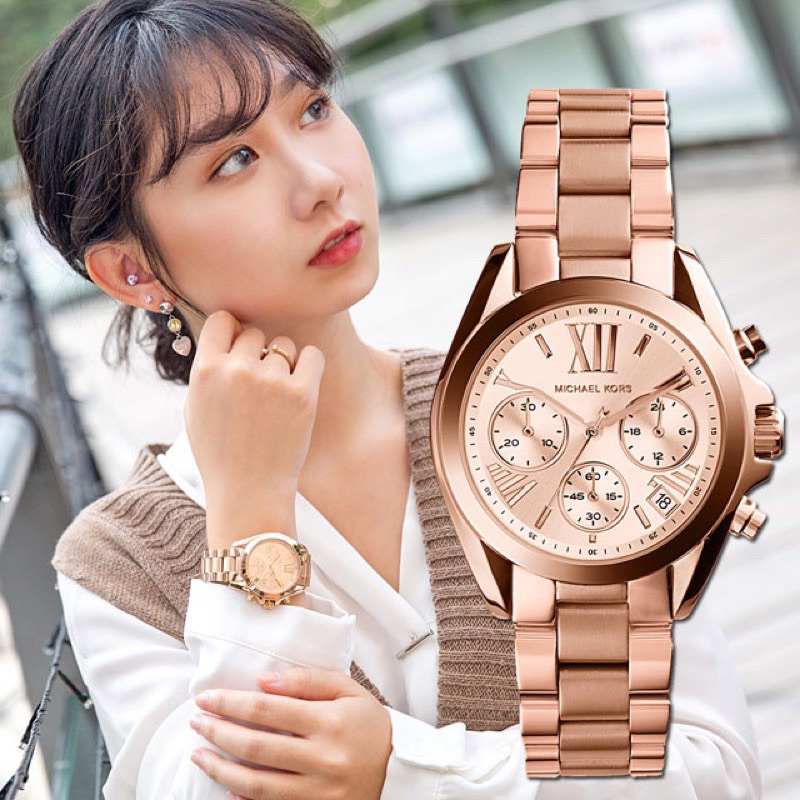 H精品服飾💎Michael Kors MK 玫瑰金 三眼女錶 手錶 MK5799