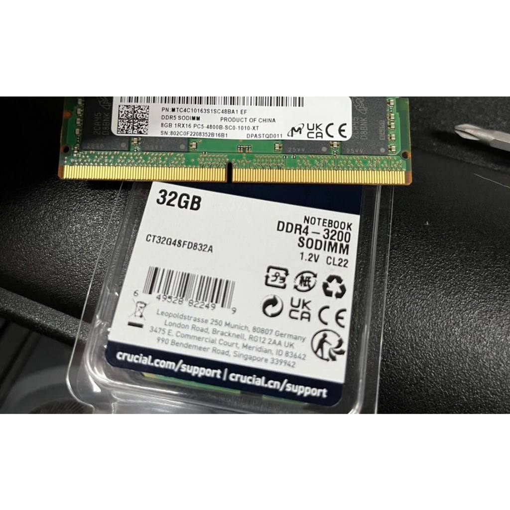 Micron美光 Crucial NB 32GB DDR4-3200 RAM記憶體/筆記型記憶體