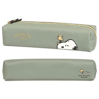 Kamio Snoopy 皮質輕巧拉鍊筆袋 S 史努比 臉部特寫