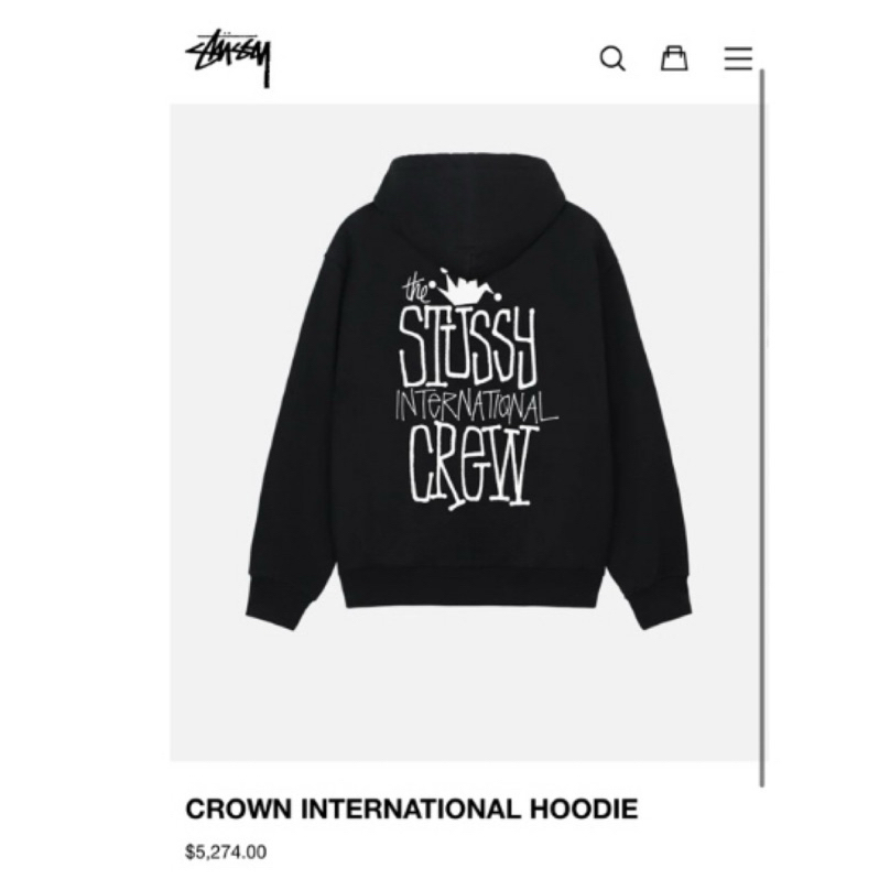 STUSSY CROWN INTERNATIONAL HOODIE連帽長袖T恤 帽T 皇冠字母 24新款 潮流 刷毛