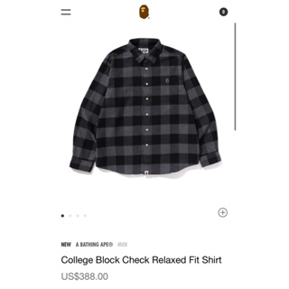A BATHING APE® College Block Check Relaxed Fit Shirt 長袖格紋襯衫