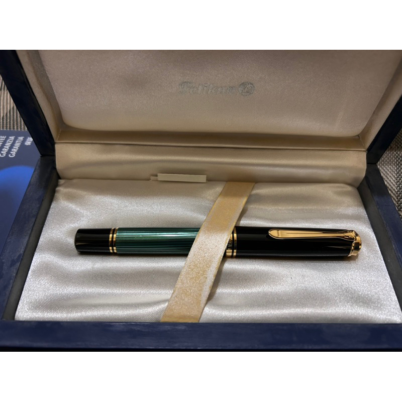 4.5折賠售百利金pelikan新款 M1000 綠條紋桿 18K 鋼筆