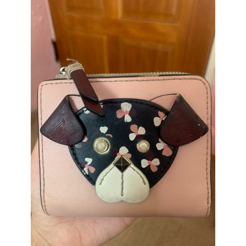 Kate Spade 有使用痕跡粉色狗短夾