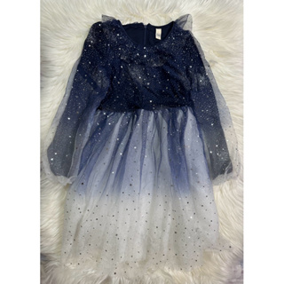 近全新 女童 夢幻 蕾絲 星空 漸層裙襬 洋裝 4藍色 尺寸140