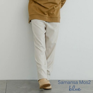Samansa Mos2 blue 後腰鬆緊素面直筒修身長褲(FG33L0F0980)
