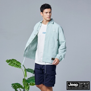 JEEP 男裝 CORDURA率性工裝教練外套-藍綠色