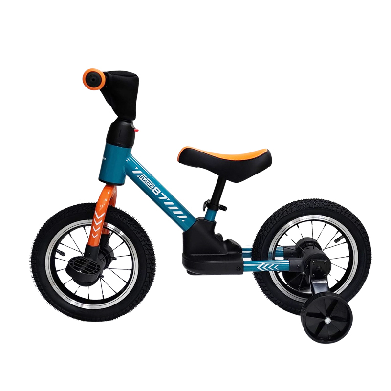 12吋踩踏式學步車-滑步腳踏兩用 快拆安全結構1-3分鐘安裝(藍橘)[04002498]【飛輪單車】