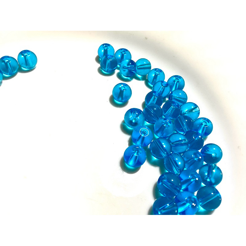 DIY 玻璃珠 水藍色 圓珠 圓潤 剔透 10mm 手鍊 項鍊 飾品 $5/2顆