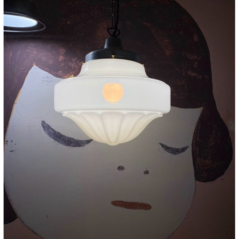 【燈廊】現貨 牛奶燈 燈罩 復古風 懷舊風情 日式 吊燈 燈罩 直徑33公分 現貨
