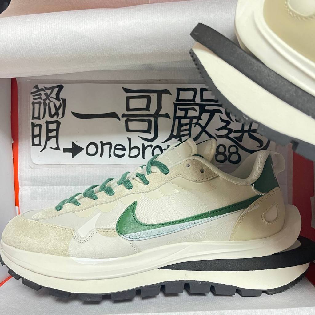 2024 最新配色 一哥 嚴選 Nike x Sacai vaporwaffle 解構 老爹 白 米白 綠勾 男女 哥迷