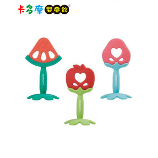 【EDISON mama 】嬰幼兒趣味潔牙器 草莓/西瓜/蘋果 3m+適用 固齒器 水果造型 原廠公司貨｜卡多摩
