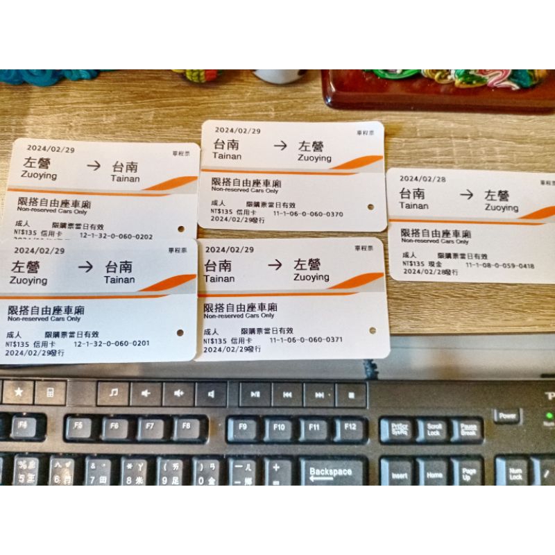 以圖片日期地點為主 單張價格 多種選擇 高鐵 票根 台南 左營 113年 2024 高鐵票跟 高鐵票根 票跟 收藏 北上