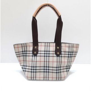 BURBERRY 專櫃正品 日本製 藍標 Nova 經典尼龍布 格紋 牛皮提把 手提肩背 托特包 ZAE03-300-3