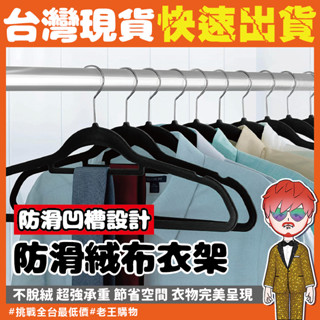 植絨無痕衣架【24H出貨🔥臺灣現貨】植絨衣架 防滑植絨衣架 衣架 防滑衣架 天鵝絨衣架 無痕衣架 乾濕兩用衣架 曬衣架