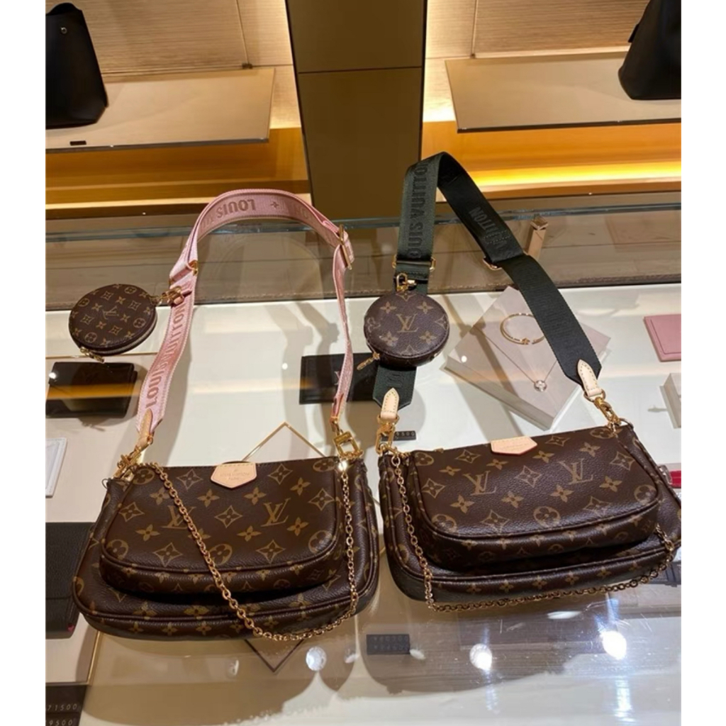 ✈巴黎全新代購✈LV 路易威登 MULTI POCHETTE M44813 M44840粉/錄三合一 麻將包 肩背包