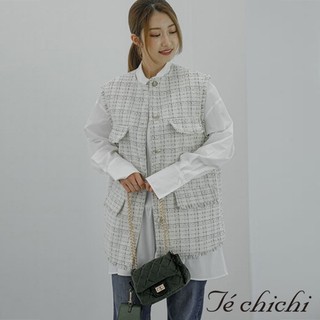 Te chichi 氣質花呢口袋設計背心外套(FC34L0Y0280)