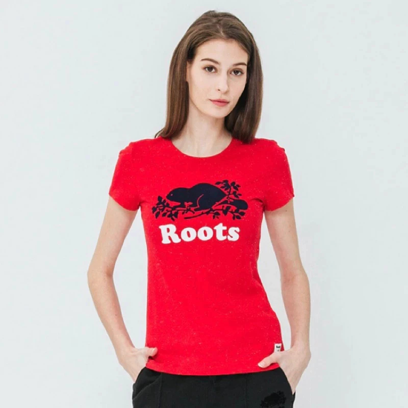 1480全新正品特價🔥Roots 女 經典海狸 結粒紗 短袖T恤 紅XS