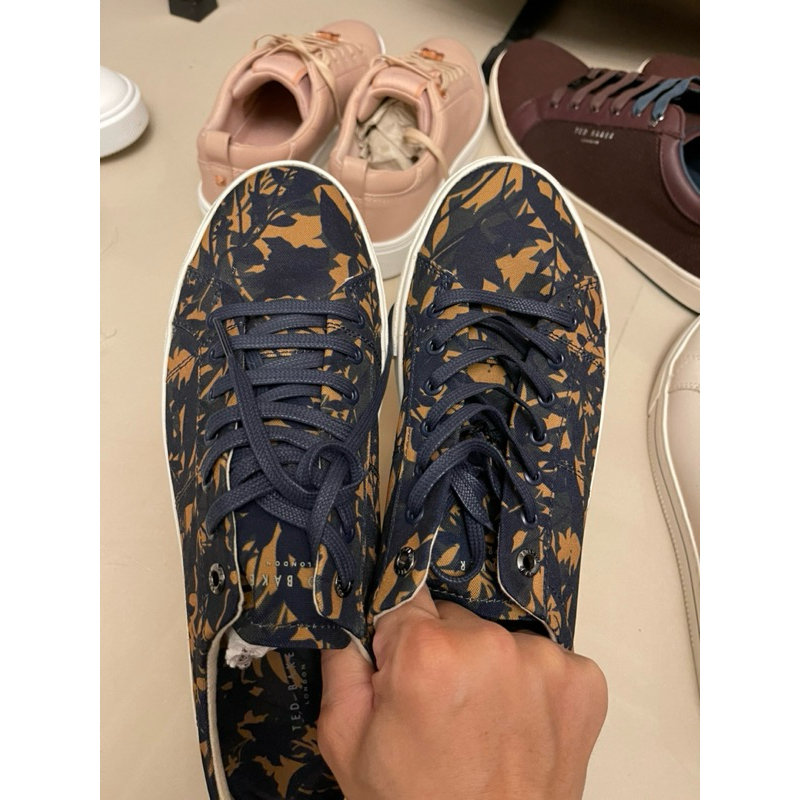 Ted baker 英國品牌 專櫃男士帆布滑板鞋 板鞋 拼布 43码