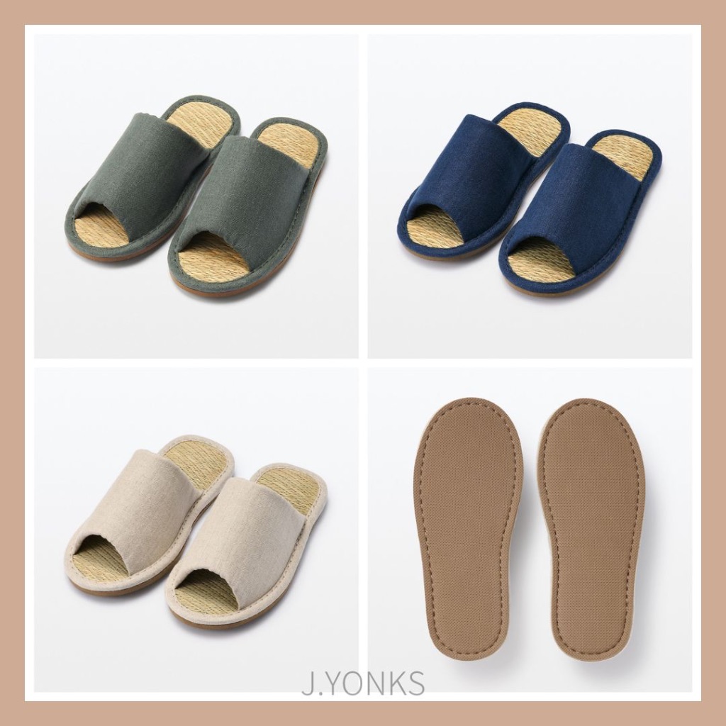 【J.YONKS】|預購| 日本 MUJI 室內拖鞋 前開 亞麻 藺草 室內拖 日本代購 無印良品