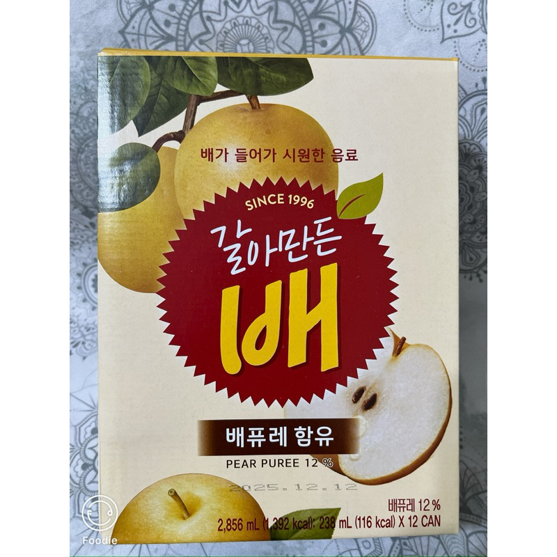 品名：HAITAI 韓國水梨風味飲料*1箱（12瓶入）內含水梨泥