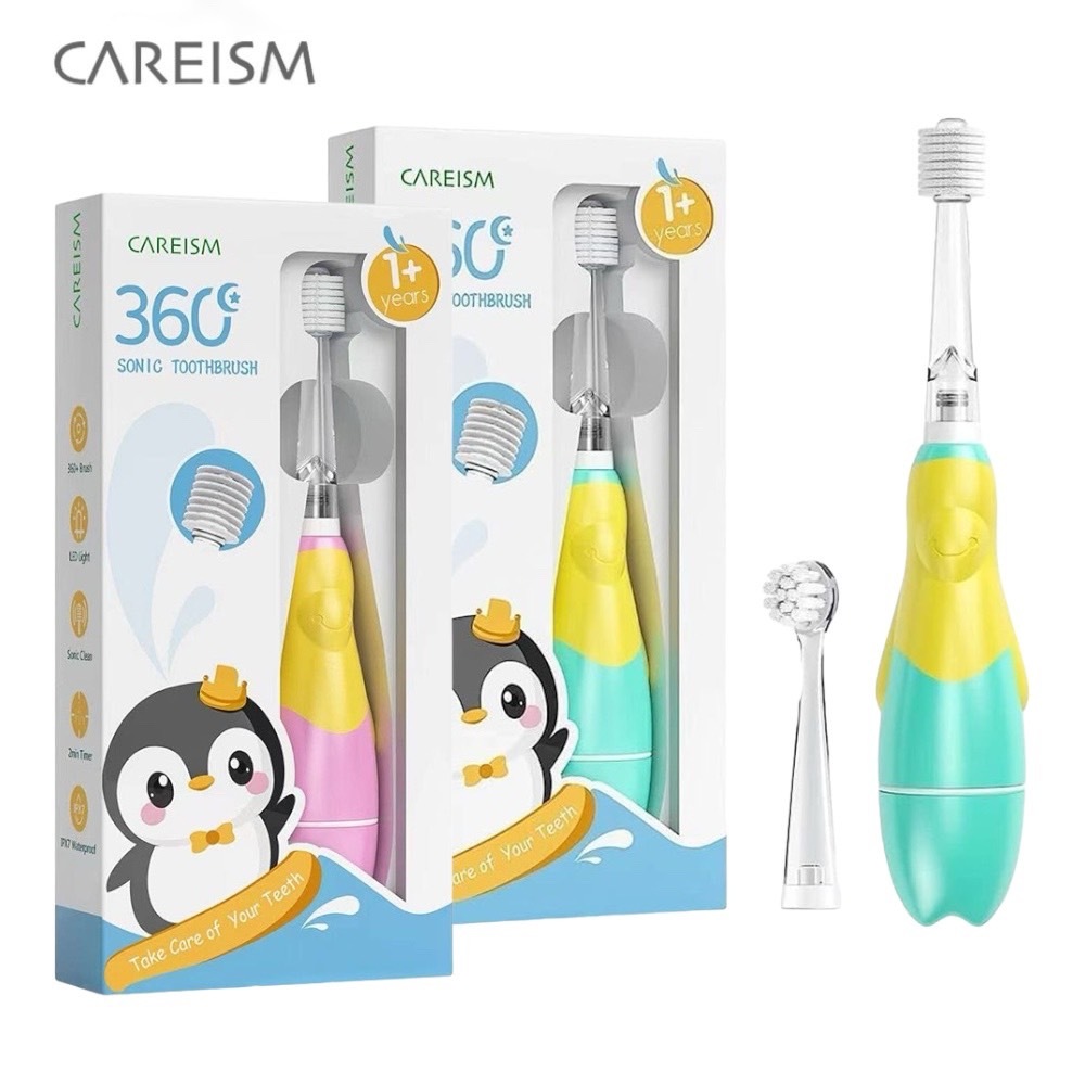 【CAREISM】360兒童電動牙刷-湖水綠/甜心粉(配件)｜亮童寶貝